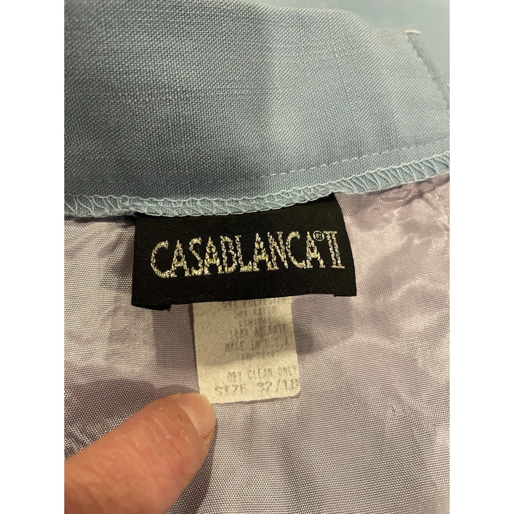 Vintage 80s Casablanca Midi‎ Skirt Size 18 Blue Secretary Slit Lined Made In USA - Picture 5 of 7